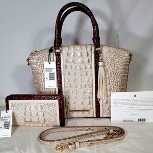 2 NWT BRAHMIN SEASHELL BRANDO MEDIUM DUXBURY PURSE/SHOULDER BAG/NWT SURI WALLET